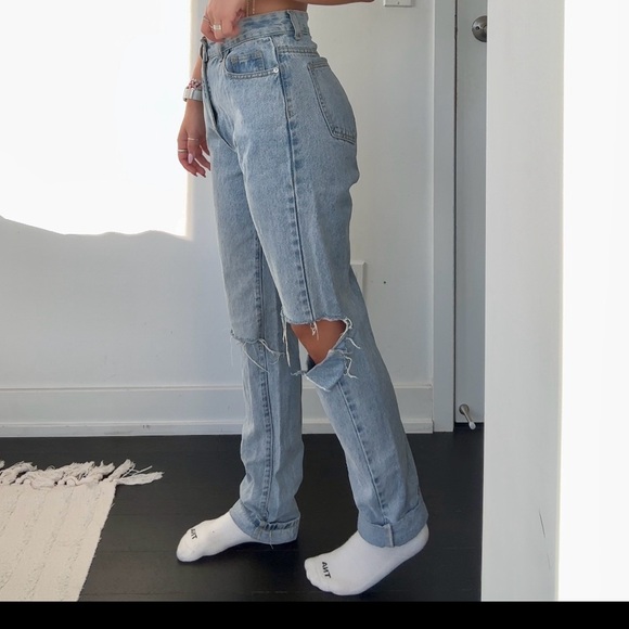 PrettyLittleThing High Waisted Straight Leg Jeans, Size 4 - Picture 2 of 5